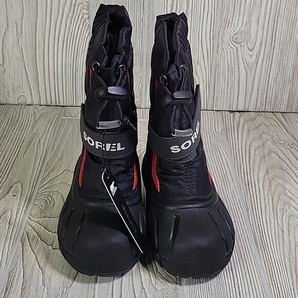 Sorel Kids Flurry Winter Waterproof Snow Boots Black Red Kids Toddler Size 8 NEW - Picture 3 of 11